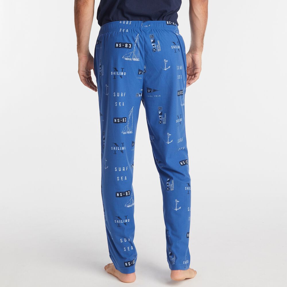 LOGO AND NAUTICAL FLAG PRINT SLEEP PANT,Windsurf Blue,large