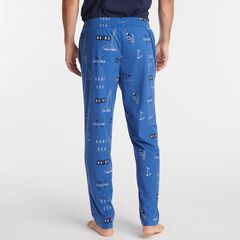 LOGO AND NAUTICAL FLAG PRINT SLEEP PANT,Windsurf Blue,large