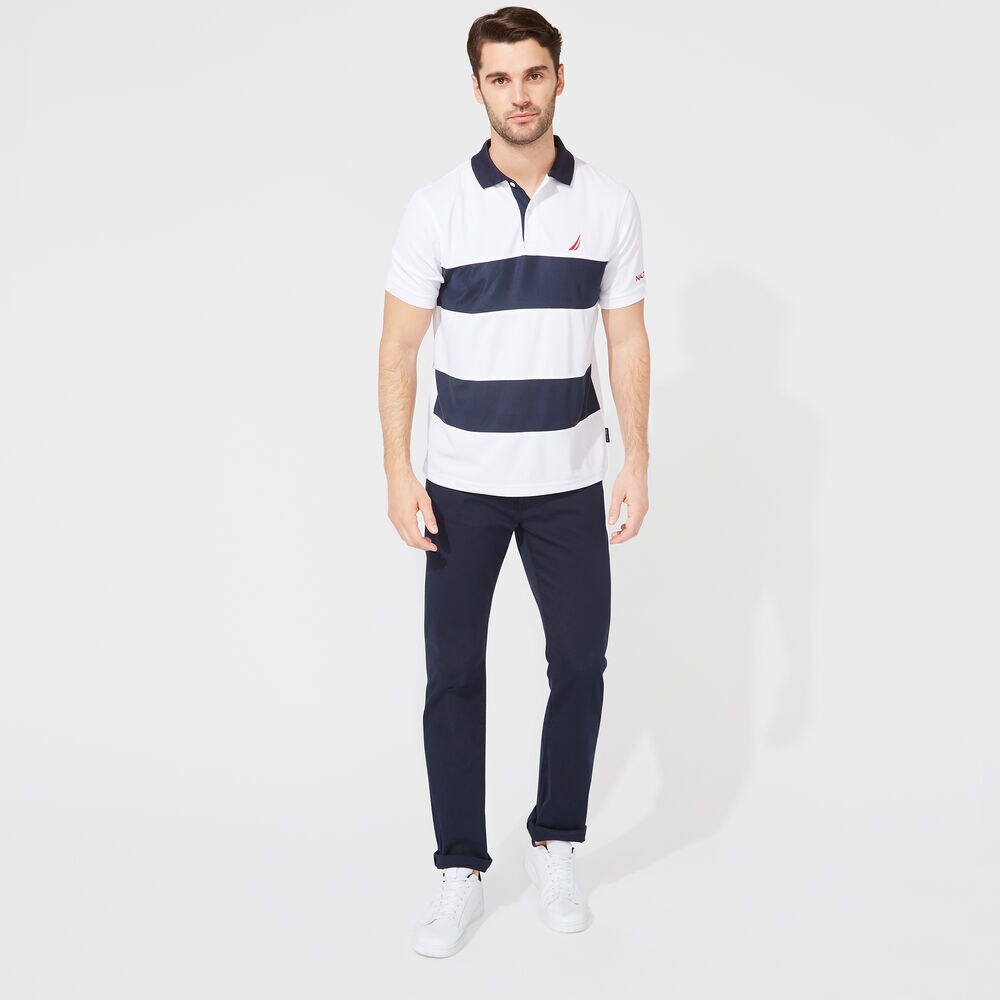 CLASSIC FIT PERFORMANCE NAVTECH STRIPE POLO,Bright White,large