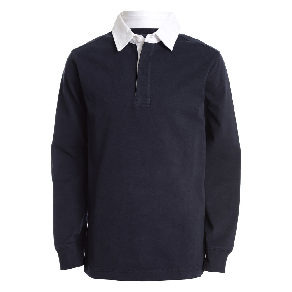 BOYS' LONG SLEEVE RUGBY POLO SHIRT (8-20),Workshirt Blue,large