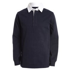 BOYS' LONG SLEEVE RUGBY POLO SHIRT (8-20),Workshirt Blue,large