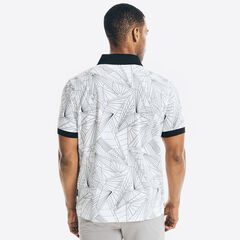 NAVTECH SLIM FIT GEOMETRIC-PRINT POLO,Bright White,large