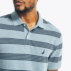 CLASSIC FIT STRIPED DECK POLO,Anchor Blue Heather,large