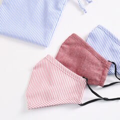 MULTIPLE STRIPE AND SOLID REUSABLE FACE MASK, 3 PACK,Multi,large