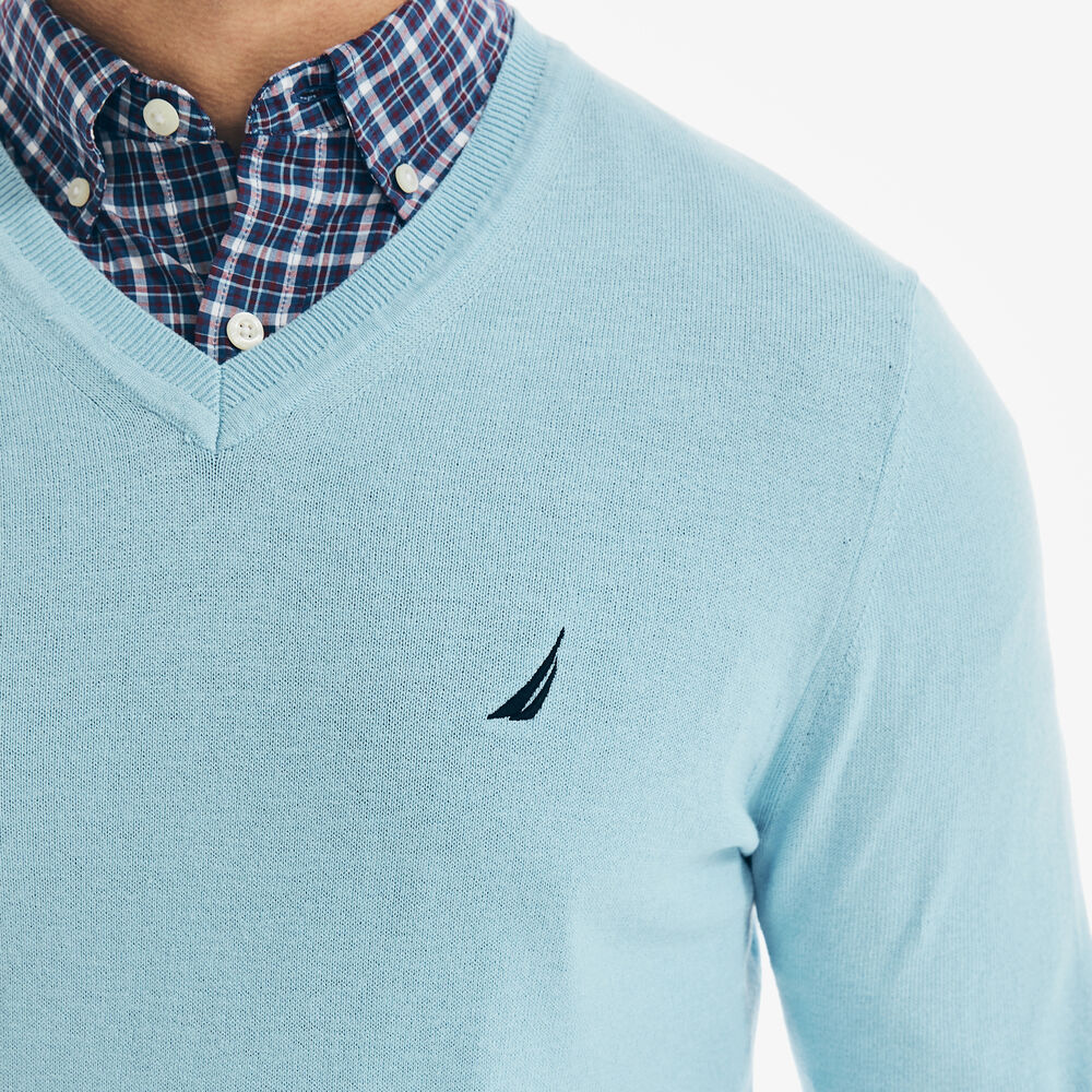 NAVTECH V-NECK SWEATER,Gulfcoast Blue Heather,large