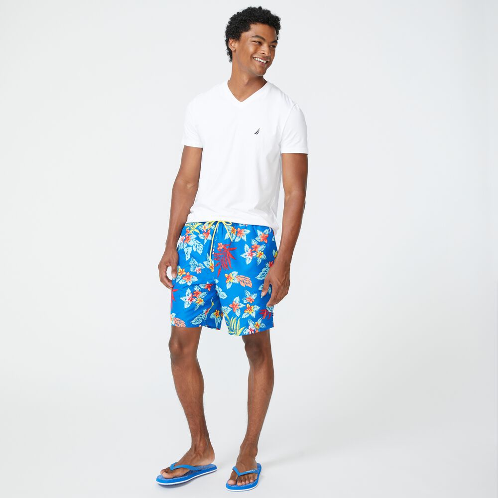8" FLORAL PRINT SWIM,True Navy,large