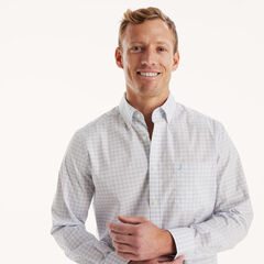 Classic Fit Wrinkle-Resistant Plaid Shirt,Bright White,large