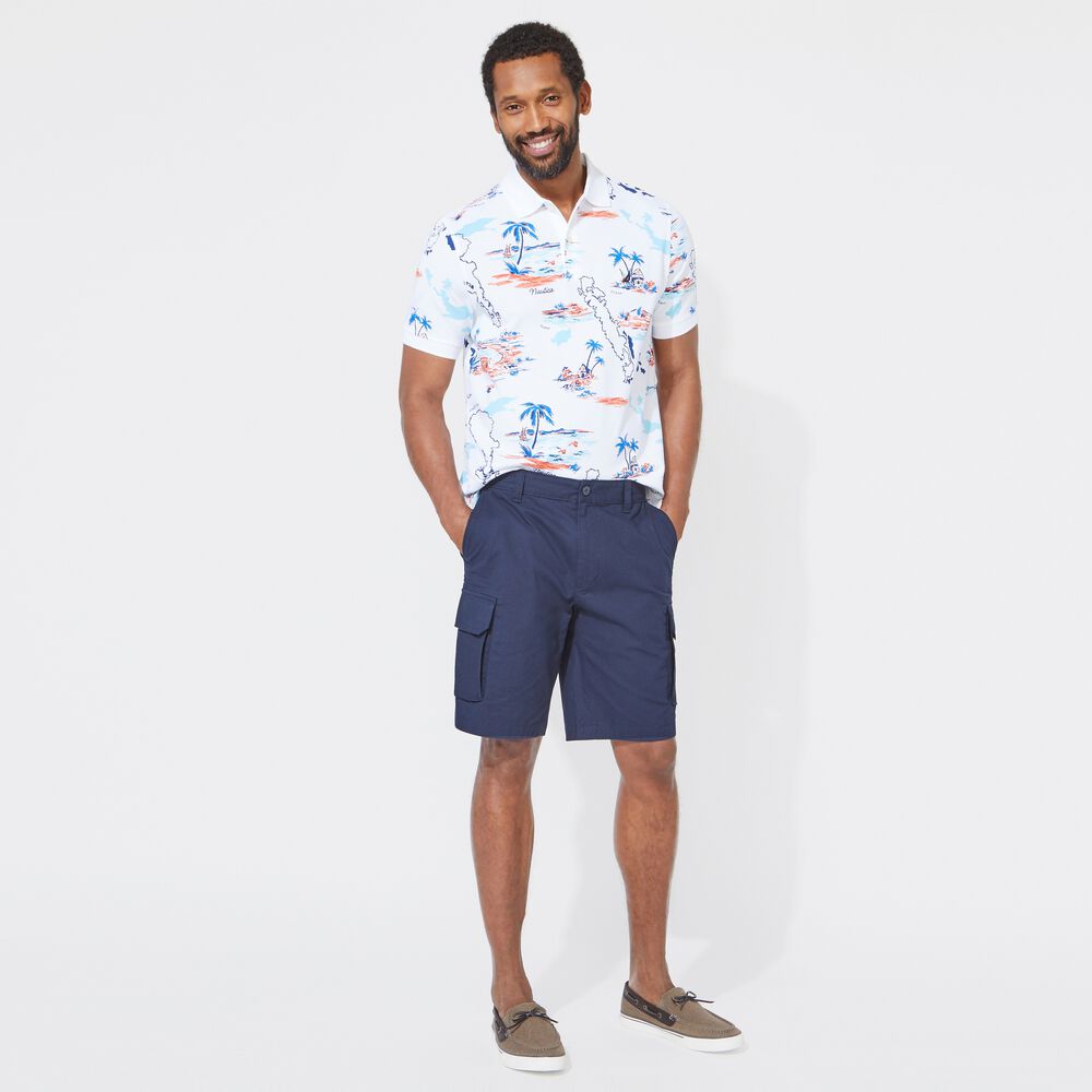 CLASSIC FIT TROPICAL PRINT POLO,Bright White,large