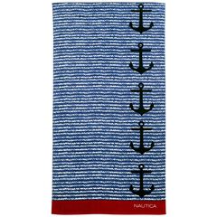 ANCHOR PRINT STRIPE BEACH TOWEL,Ice Blue,large