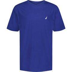 BOYS' V-NECK T-SHIRT (8-20),Anchor Blue Heather,large