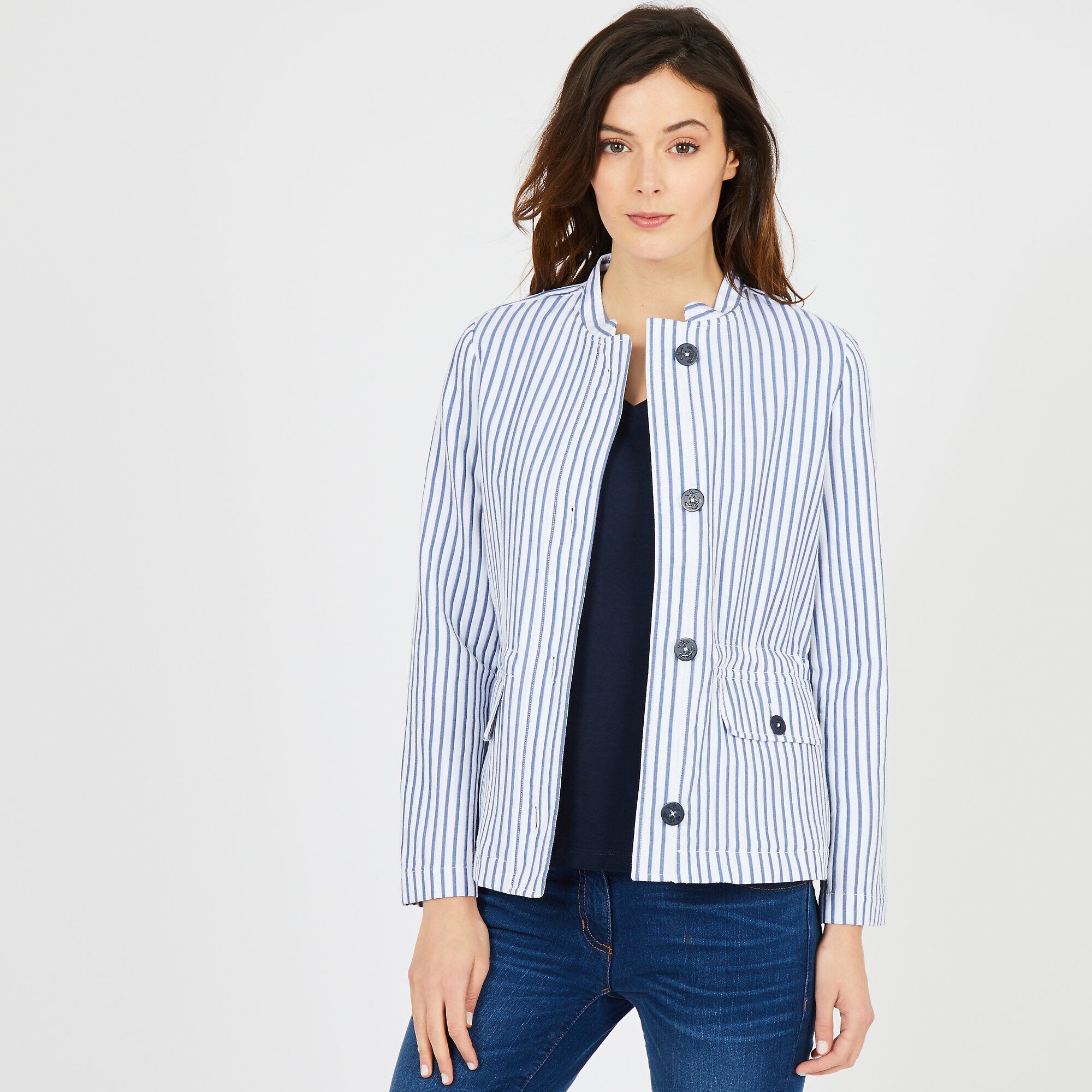 Twill Pinstripe Jacket,Bright White,large
