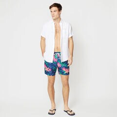 8" FLORAL CAMOUFLAGE PRINT SWIM,Estate Blue,large