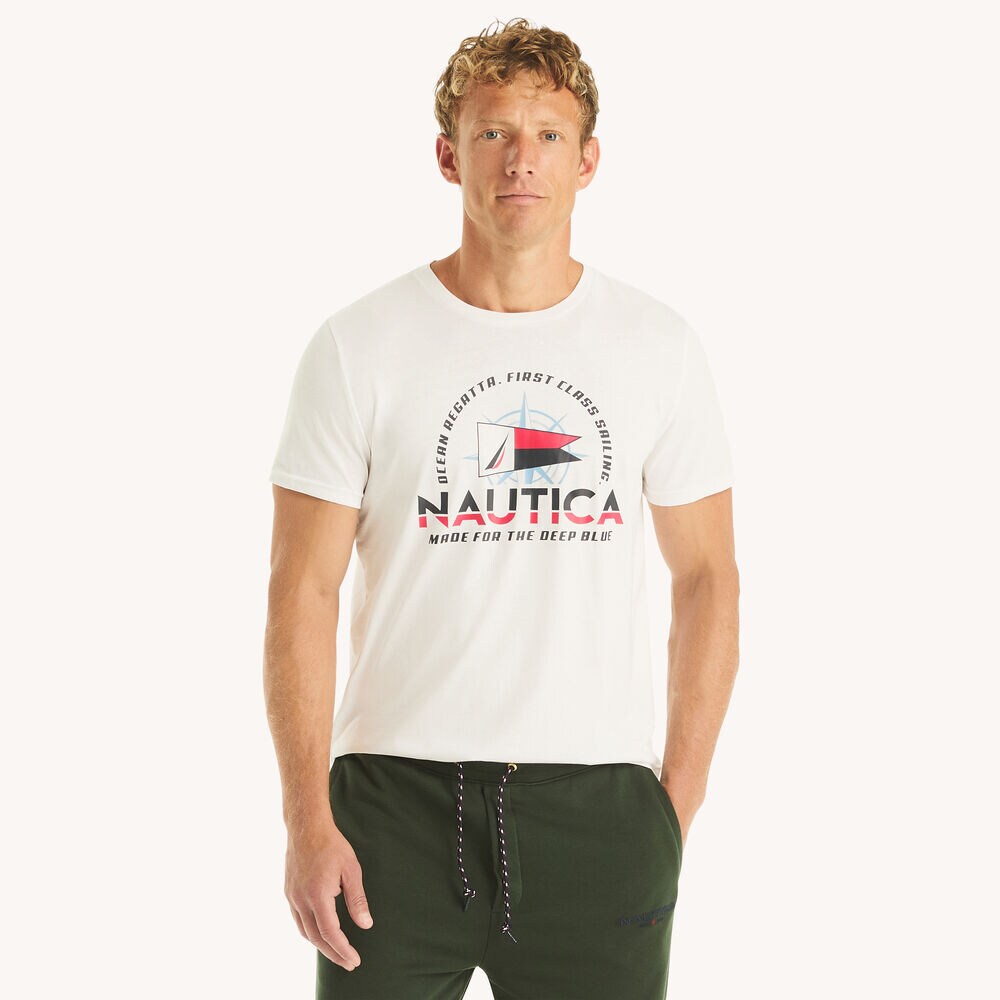 Flag Graphic T-Shirt,Bright White,large