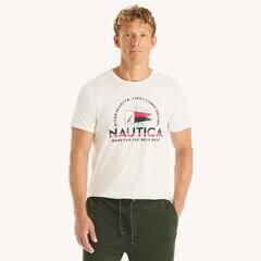 Flag Graphic T-Shirt,Bright White,large