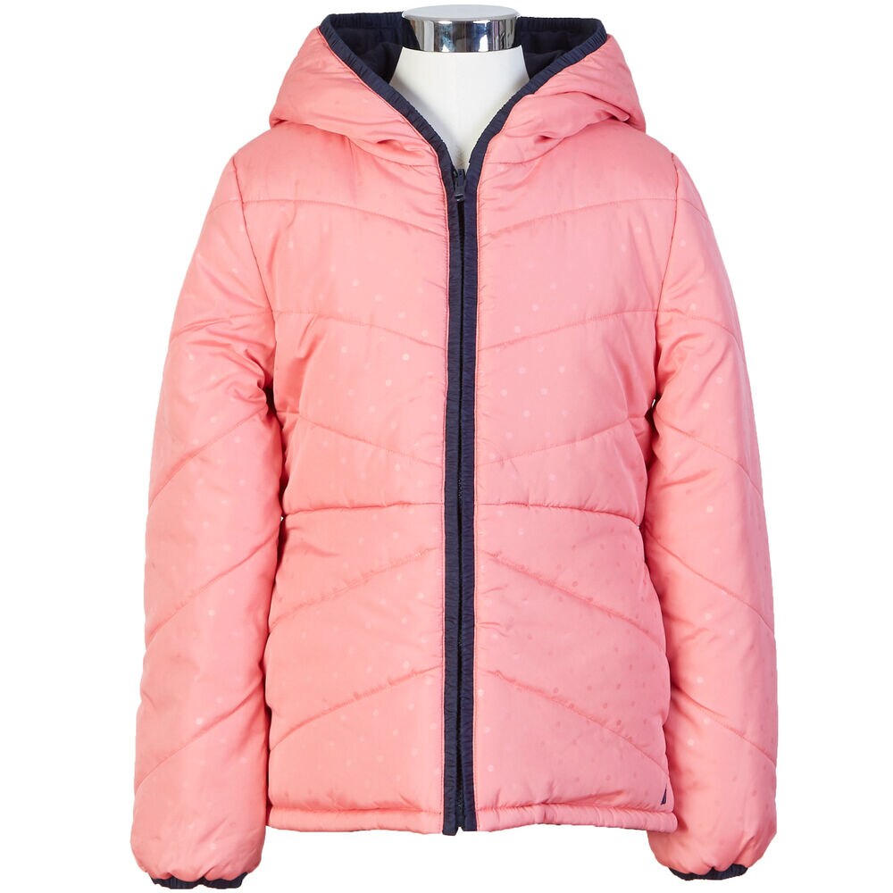  Girls' Solid-To-Dot Reversible Jacket (8-16),New Pink,large