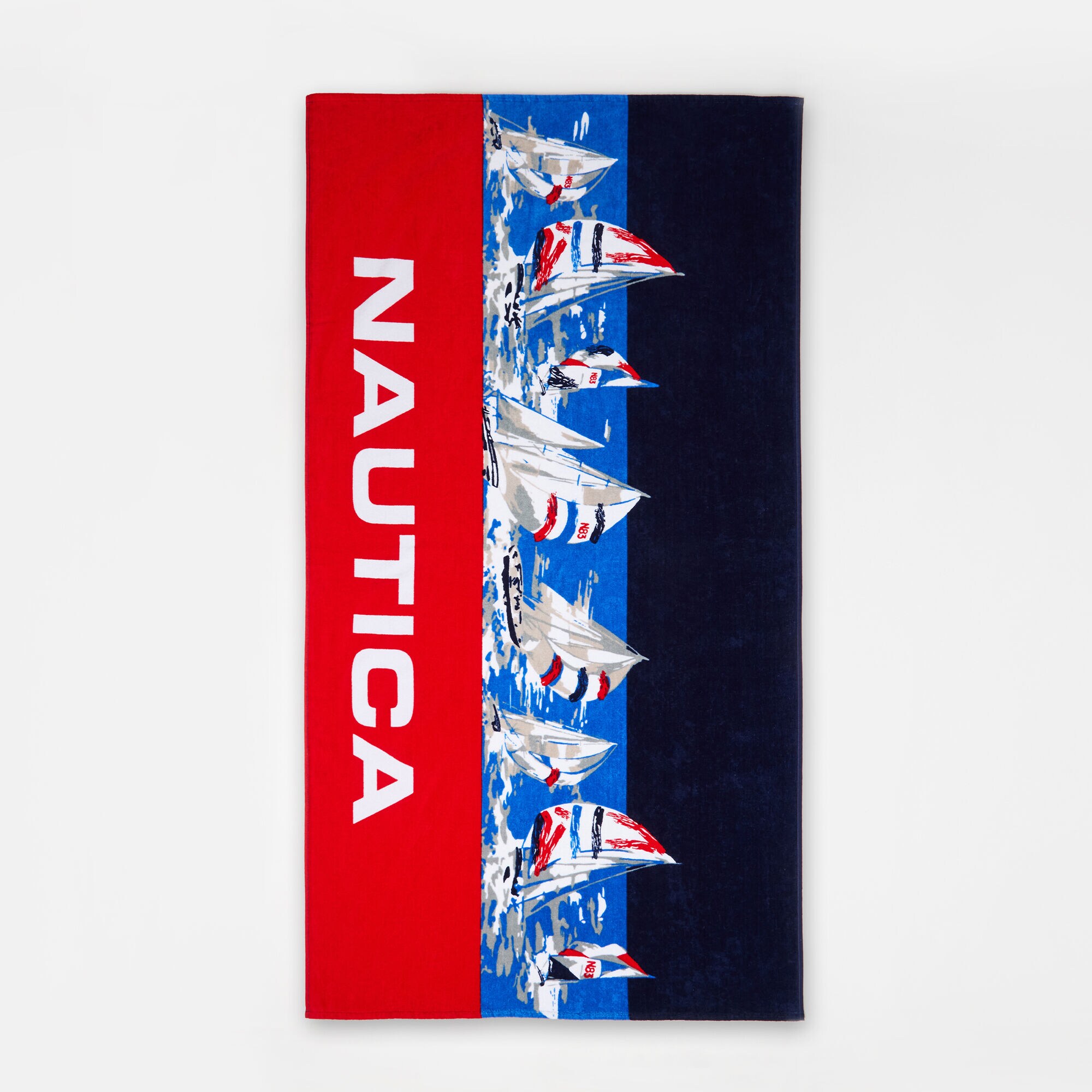SAILBOAT LOGO PRINT BEACH TOWEL,Nautica Red,large