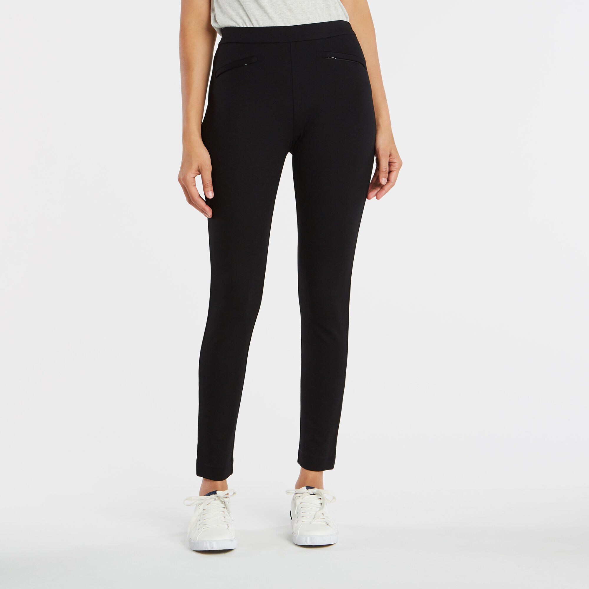 PULL ON PONTE ANKLE PANTS,True Black,large