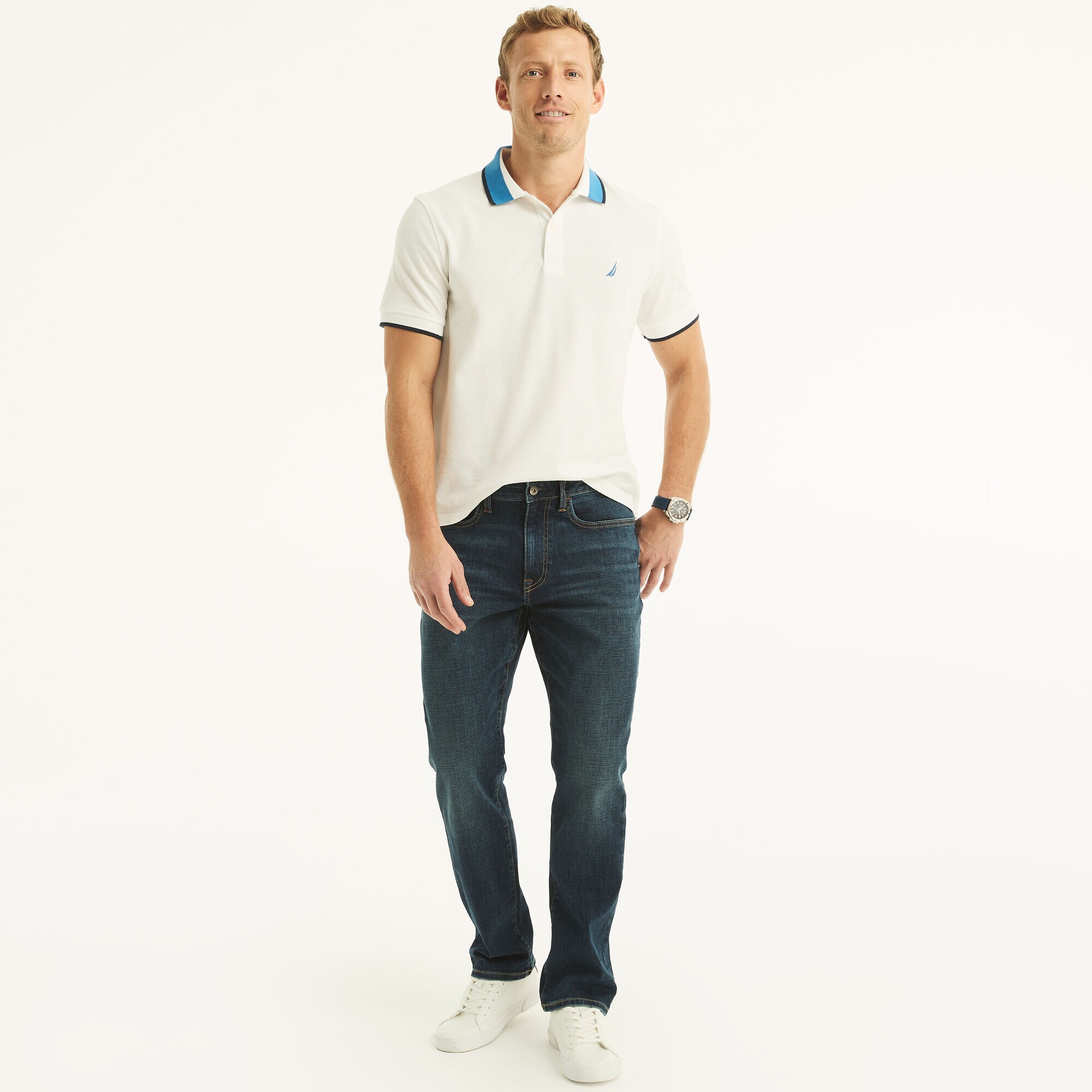 Vintage Straight COOLMAX® EcoMade Stretch Denim,Oatmeal Heather,large