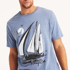 Big & Tall Sailboat Graphic T-Shirt,Anchor Blue Heather,large