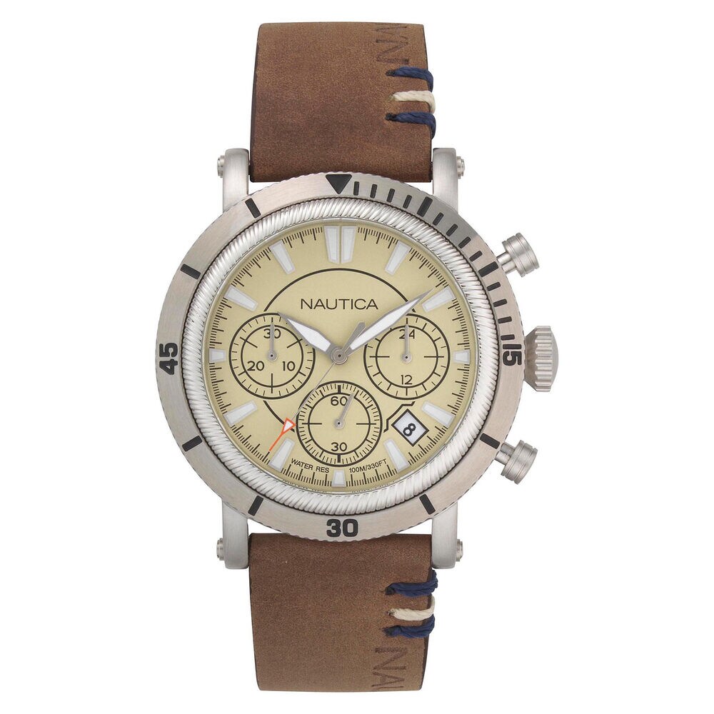Fairmont Chronograph Watch with Leather Band,Multi,large