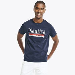 SUSTAINABLY CRAFTED GRAPHIC T-SHIRT,Navy,large