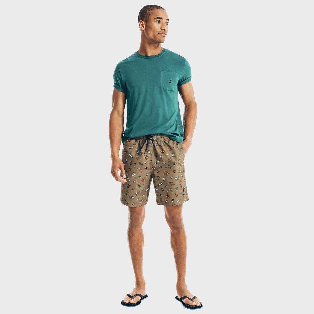 SUSTAINABLY CRAFTED 8" PRINTED SWIM,Shaded Spruce Heather,large