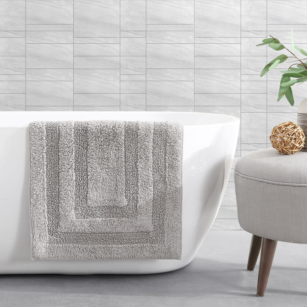 Micellar Solid Grey Reversible Bath Rug Set,Bay Grey,large