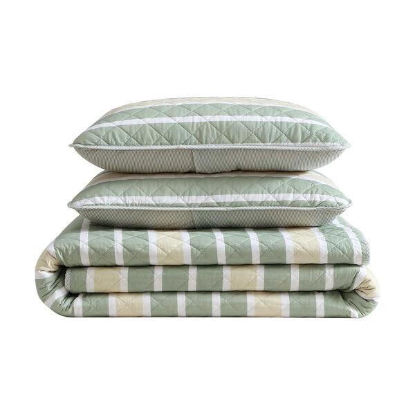 Varadero Stripe Green Full/Queen Quilt Set