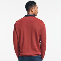 QUARTER-ZIP FRENCH-RIBBED SWEATER,Flamingo,large