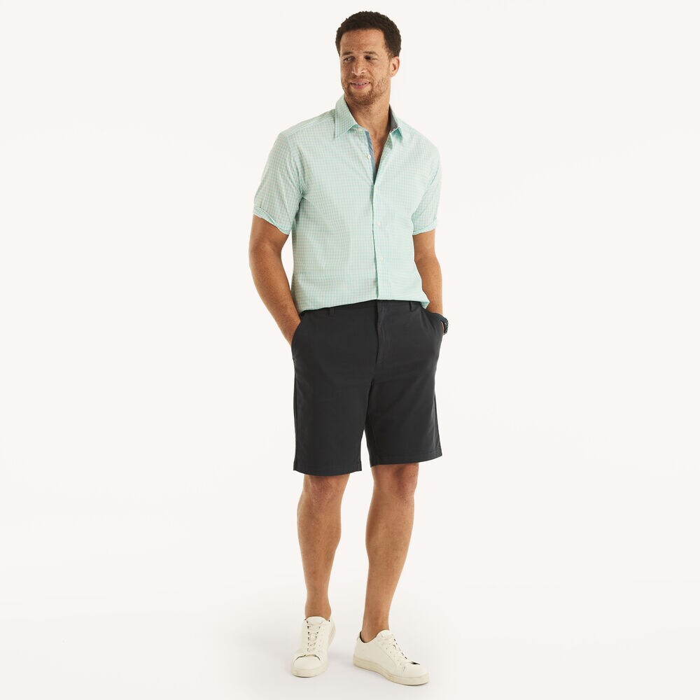Big & Tall Navtech Classic Fit Plaid Short-Sleeve Shirt,Bright White,large
