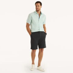 Big & Tall Navtech Classic Fit Plaid Short-Sleeve Shirt,Bright White,large