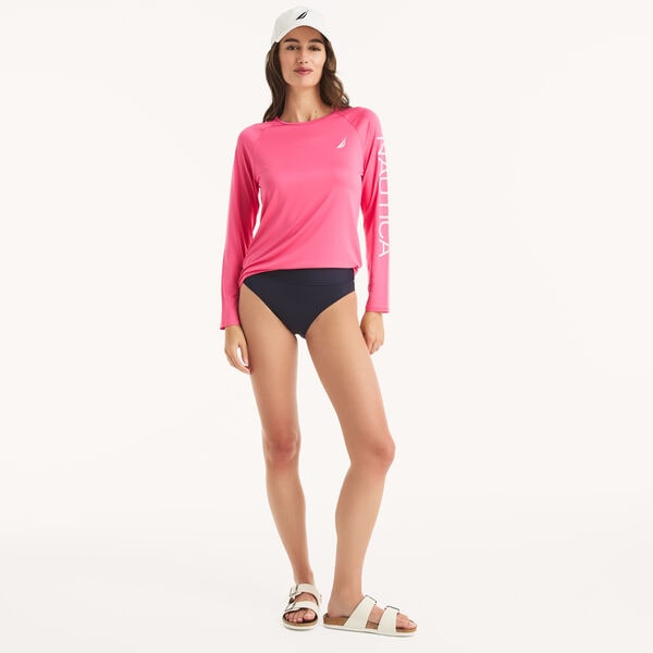 Logo Long-Sleeve Rash Guard Swim Shirt