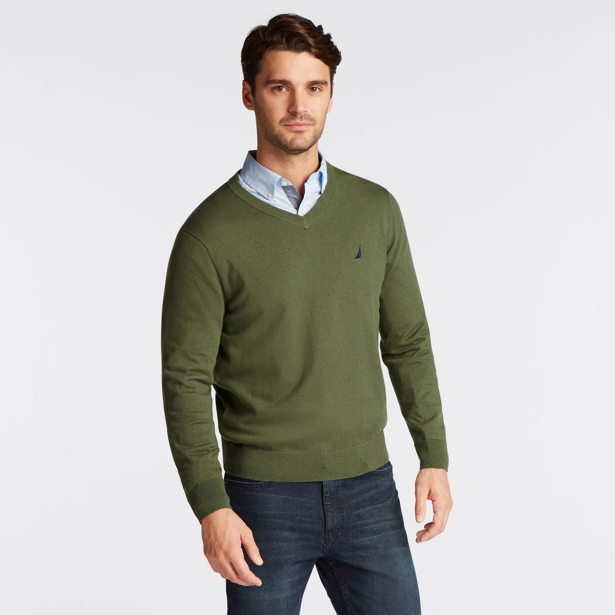 NAVTECH V-NECK SWEATER,Pineforest,large
