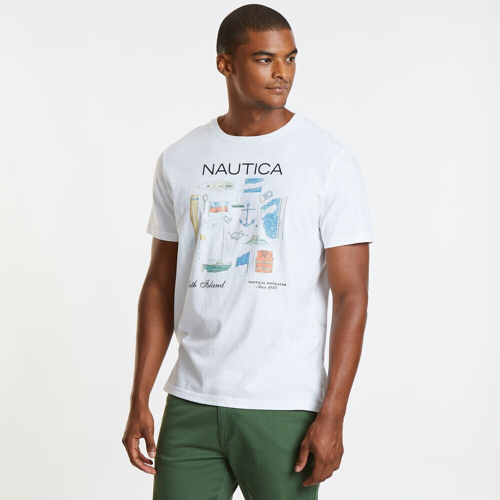 South Island Crewneck Tee,Bright White,large