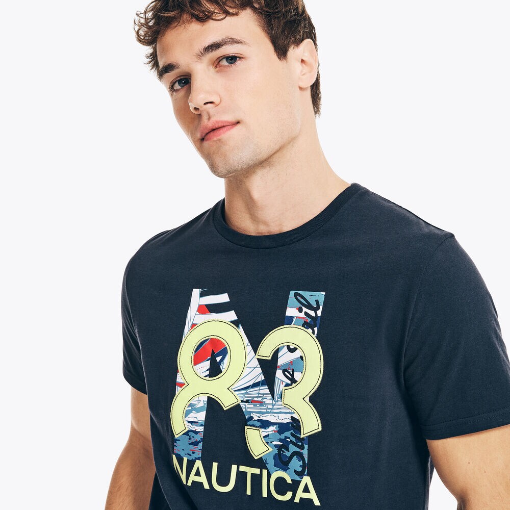 N83 LOGO GRAPHIC T-SHIRT,Navy,large