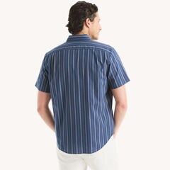 Striped Oxford Short-Sleeve Shirt,Lapis Blue,large