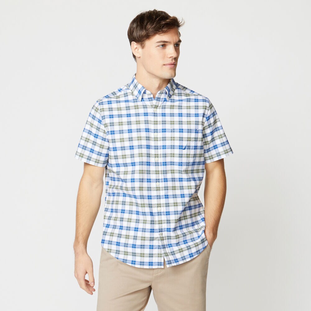 PLAID SHORT-SLEEVE SHIRT,Everglades Green,large