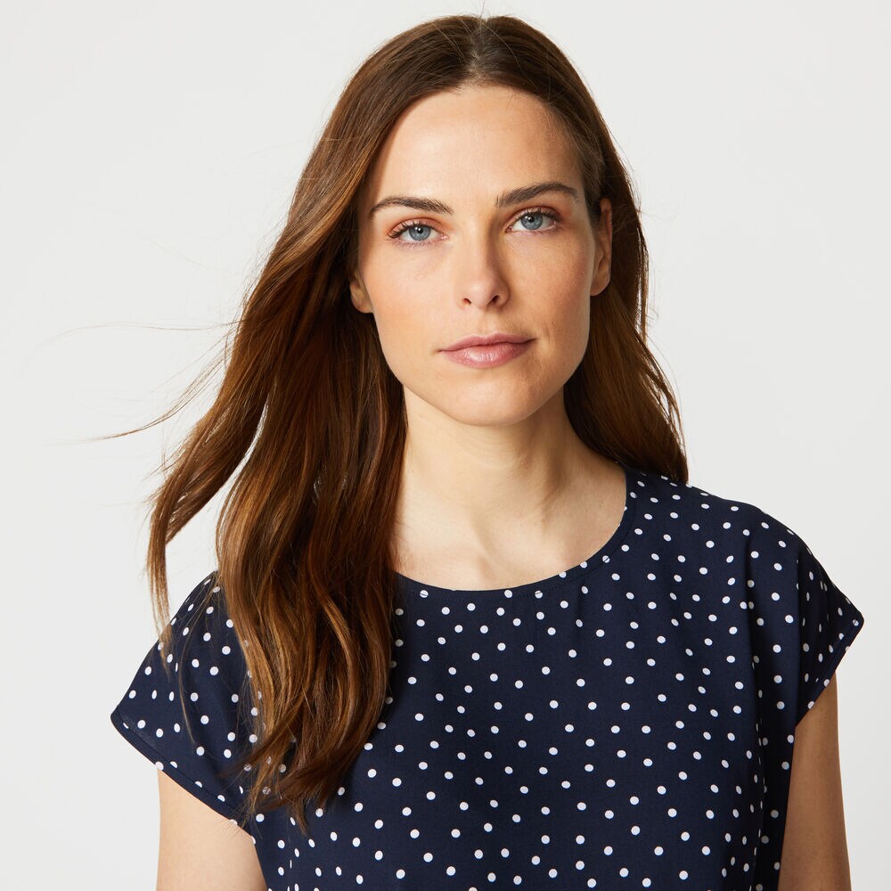 DOT PRINT DOLMAN SLEEVE TOP,Stellar Blue Heather,large