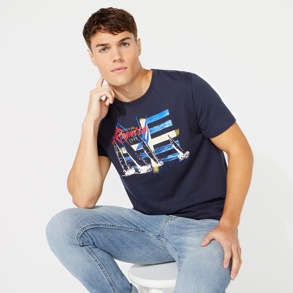 REGATTA GRAPHIC T-SHIRT,Navy,large