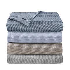 Chevron Blue King Blanket,Sea Mist,large