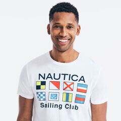 SAILING FLAGS GRAPHIC T-SHIRT,Bright White,large