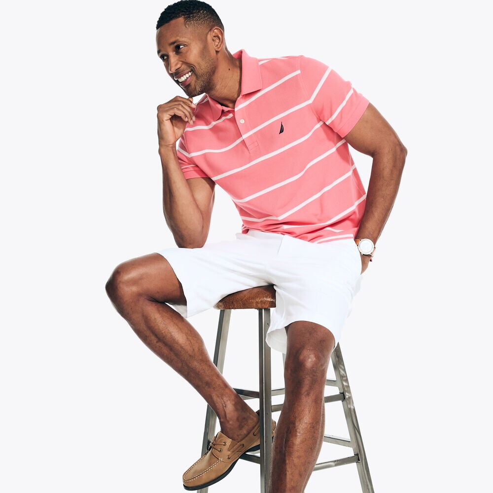 CLASSIC FIT STRIPED DECK POLO,Teaberry,large