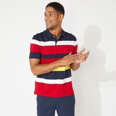 BIG & TALL CLASSIC FIT STRIPED POLO,Navy,large
