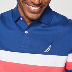 PREMIUM COTTON COLORBLOCK STRIPE POLO,Estate Blue,large