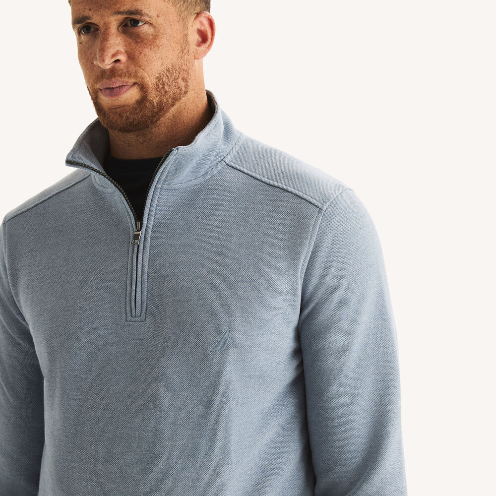 Big & Tall Quarter-Zip Fleece Sweatshirt,Anchor Blue Heather,large