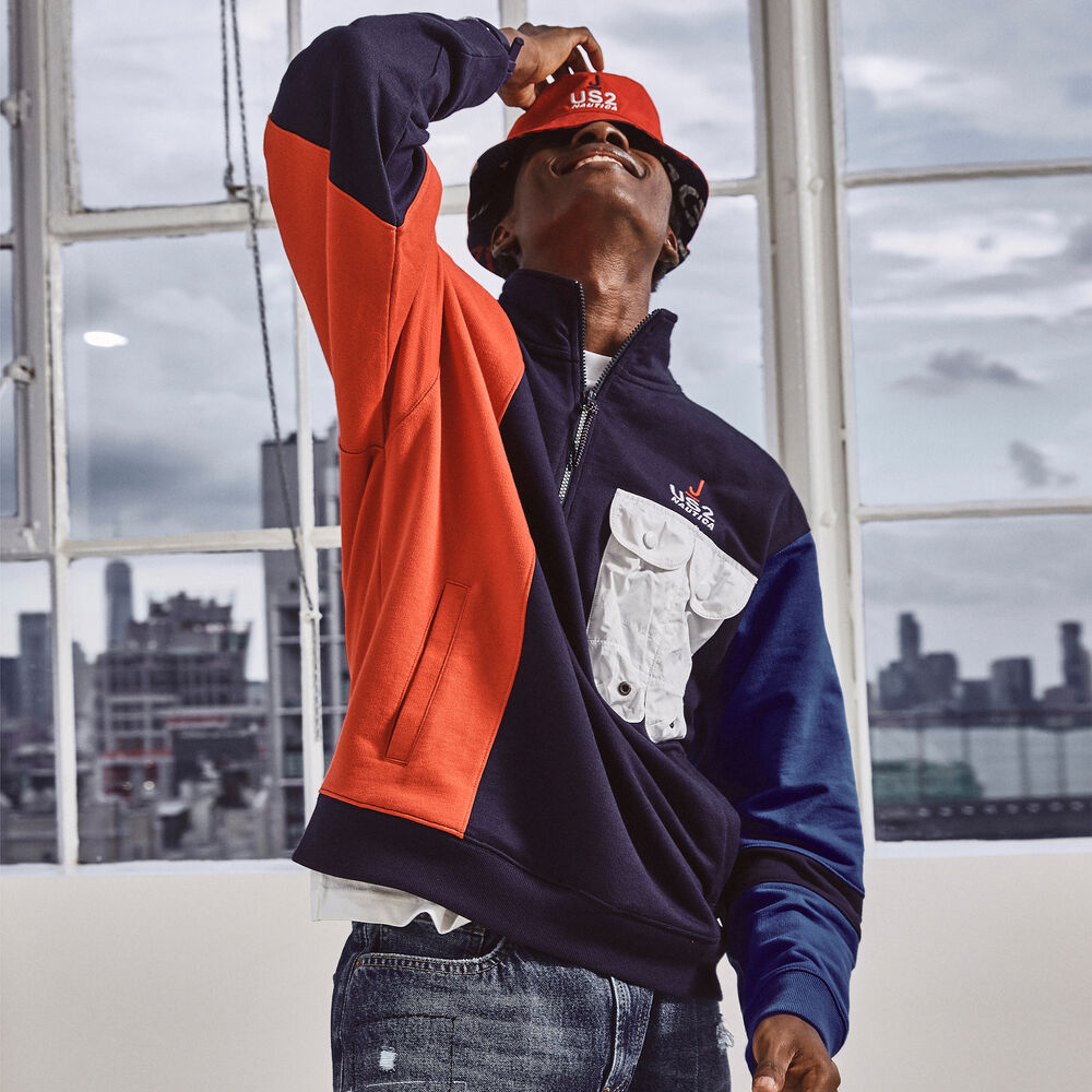 NAUTICA X URBAN NECESSITIES COLORBLOCK PULLOVER,Navy,large