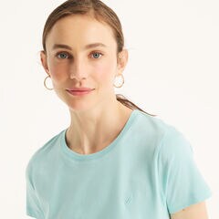 Crewneck Deck T-Shirt,Light Tide Water Wash,large