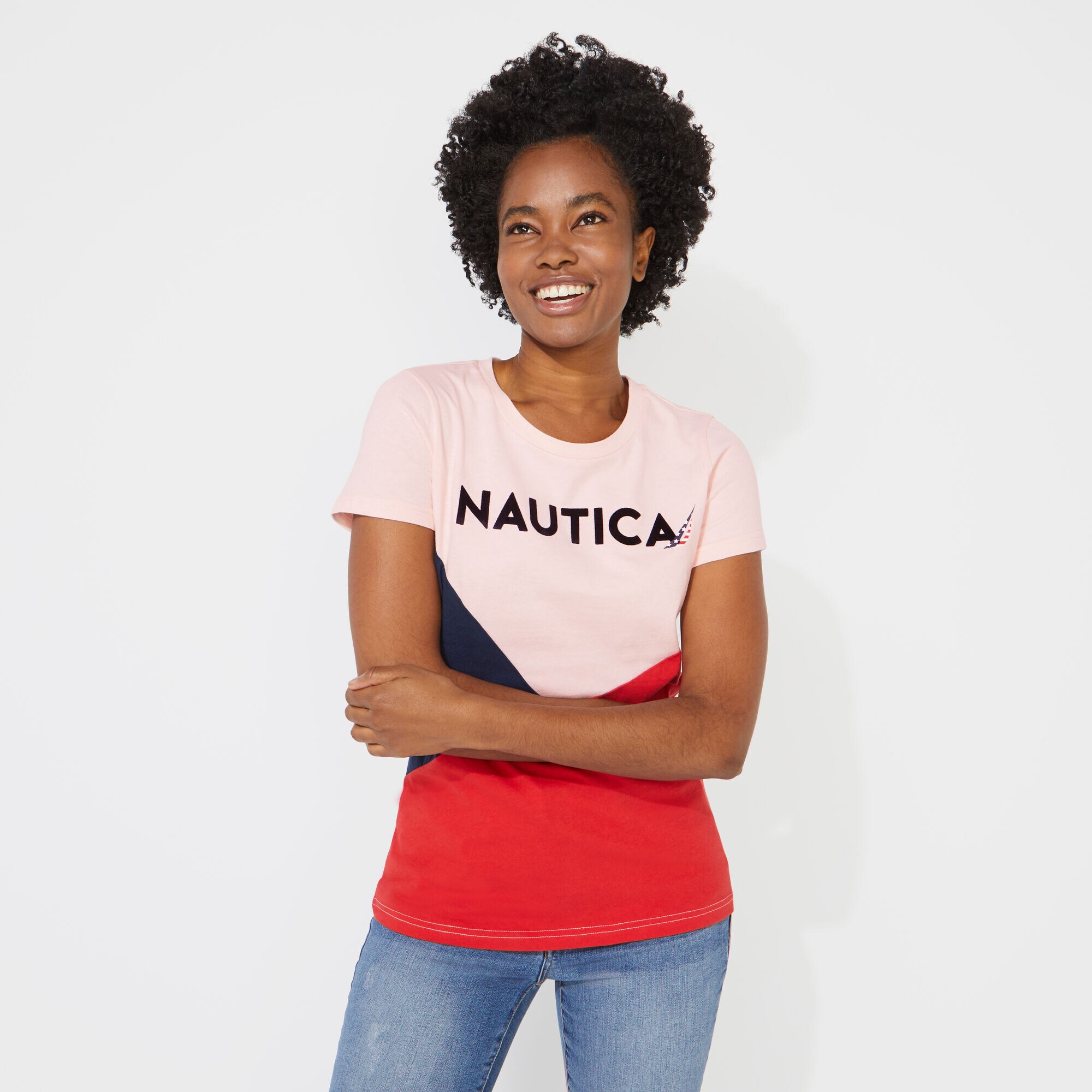 NAUTICA LOGO COLORBLOCK TEE,Fancytail Fuschia,large