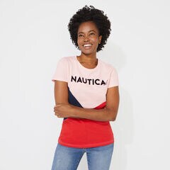 NAUTICA LOGO COLORBLOCK TEE,Fancytail Fuschia,large