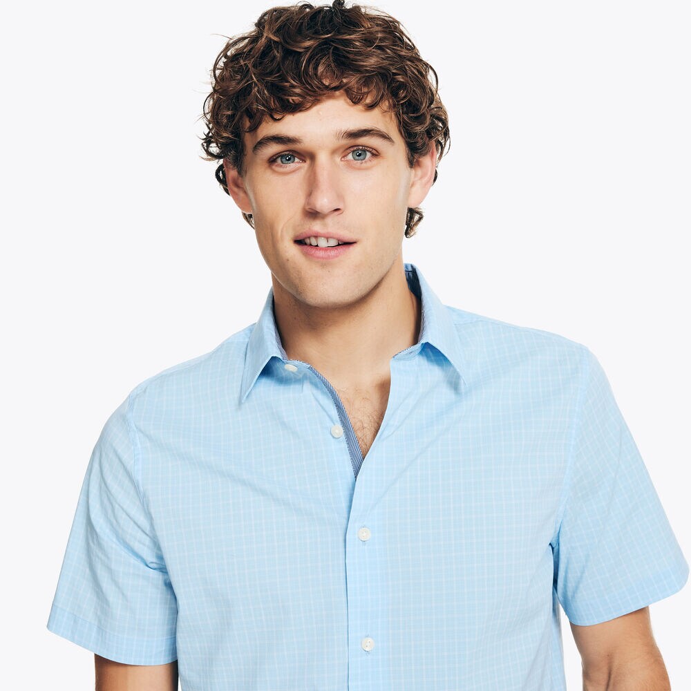 NAVTECH TRIM FIT PLAID SHIRT,Estate Blue,large